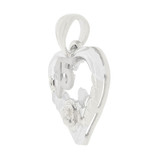 15 Anos Heart Flower Quinceanera Pendant 16mm White Gold 14k [P044-054]