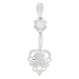 15 Anos Heart Flower Quinceanera Pendant CZ 12.5mm White Gold 14k [P044-057]