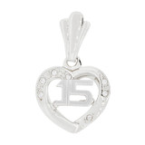 15 Anos Heart Quinceanera Pendant CZ 15mm White Gold 14k [P044-071]