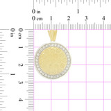 Concave Flowers Round Disk Pendant CZ 22mm Yellow Gold 14k [P047-010]