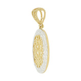 Filigree Oval Pendant Sparkly Cuts 15mm Yellow Gold 14k [P047-013]