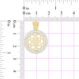 Round Disk Pendant CZ 19.5mm Yellow Gold 14k [P047-022]