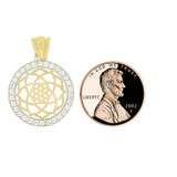 Round Disk Pendant CZ 19.5mm Yellow Gold 14k [P047-022]