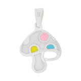 Mushroom Pendant Enamel Overlay 13mm White Gold 14k [P047-077]