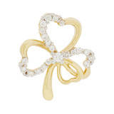 Four Leaf Clover Pendant CZ 16mm Yellow Gold 14k [P048-021]