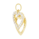 Double Heart Pendant CZ 12.5mm Yellow Gold 14k [P048-023]