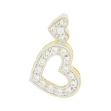 Double Heart Pendant CZ 9.5mm Yellow Gold 14k [P048-024]