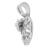 Rose Flower Heart I Love You Pendant CZ 15mm White Gold 14k [P048-051]