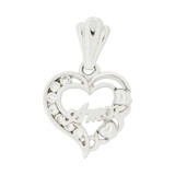 Amor Heart Pendant CZ 17mm White Gold 14k [P048-070]