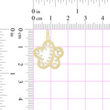 Star Flower Pendant CZ 18mm Yellow Gold 14k [P049-025]