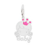 Princess Pendant Lobster Lock Red Enamel 13mm White Gold 14k [P049-071]