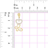 Small Heart Butterfly Pendant CZ 11mm Yellow Gold 14k [P050-006]