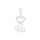 Small Heart Butterfly Pendant CZ 11mm White Gold 14k [P050-056]