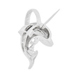 Dolphin Pendant Brooch Pin Combo CZ 20mm White Gold 14k [P050-074]