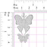 Fancy Double Butterfly Pendant CZ 26mm White Gold 14k [P051-055]