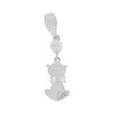 Small Kitty Cat Pendant CZ 7.5mm White Gold 14k [P051-059]