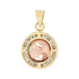 Mini Baptism Christening Pendant CZ 11mm Yellow Gold 14k [P052-027]