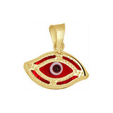 Small Red Resin Evil Eye Pendant 12mm Yellow Gold 14k [P053-030]