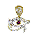 Egyptian Eye of Horus Pendant CZ Yellow Gold 14k [P053-048]