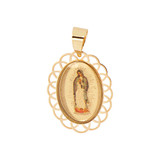 Color Resin Virgin Guadalupe Pendant 13mm Yellow Gold 14k [P054-034]