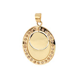 Colorful Boy Communion Confirmation Pendant CZ 17mm Yellow Gold 14k [P054-037]