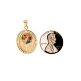 Colorful Boy Communion Confirmation Pendant CZ 17mm Yellow Gold 14k [P054-037]