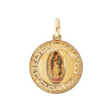 Mini Colorful Virgin Guadalupe Pendant 10mm Yellow Gold 14k [P054-039]