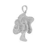 Fancy Flower Pendant CZ 25mm White Gold 14k [P054-075]