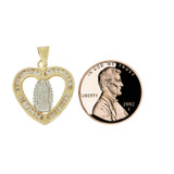 Virgin Guadalupe Heart Pendant CZ 18mm Yellow Gold 14k [P055-027]