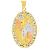 San Judas Jude Pendant CZ Tricolor Gold 14k [P055-040]