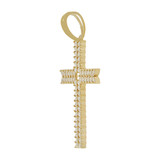 Fancy Cross Pendant CZ 33mm Yellow Gold 14k [P056-004]