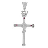 Fancy Crucifix Cross Christ Pendant CZ 30mm White Gold 14k [P056-059]