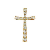 Simple Cross Pendant CZ 16mm Yellow Gold 14k [P057-009]