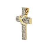 Fancy Cross Pendant CZ 22mm Yellow Gold 14k [P057-022]