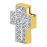 Fancy Cross Slider Pendant CZ 13mm Yellow Gold 14k [P057-026]