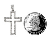 Fancy Cross Pendant CZ 18.5mm White Gold 14k [P057-052]