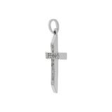 Fancy Thin Cross Pendant CZ 15.5mm White Gold 14k [P057-053]