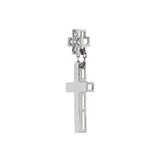 Small Fancy Double Cross Pendant CZ 13mm White Gold 14k [P057-062]