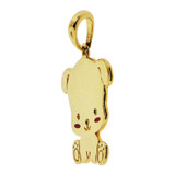 Puppy Dog Pendant Red Resin 15mm Yellow Gold 14k [P058-018]