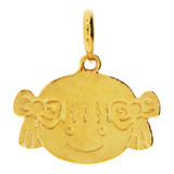 Girl Face Pendant 17mm Yellow Gold 14k [P058-020]