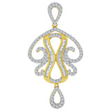 Fancy Design Dangling Pendant CZ 27mm Yellow Gold 14k [P059-008]