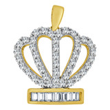 Seashell Tiara Crown Pendant CZ 17mm Yellow Gold 14k [P059-023]