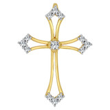 Classic Religious Cross Pendant CZ 22mm Yellow Gold 14k [P060-021]