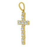 Classic Religious Cross Pendant CZ 17mm Yellow Gold 14k [P060-022]