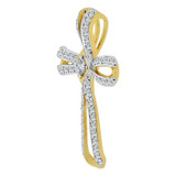 Fancy Religious Cross Pendant CZ 24mm Yellow Gold 14k [P060-024]