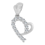 Tiny Mini Heart Pendant CZ 10mm White Gold 14k [P060-053]