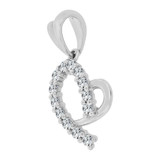 Tiny Mini Heart Pendant CZ 10mm White Gold 14k [P060-053]