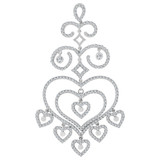 Dangling Multi Heart Pendant CZ 36mm White Gold 14k [P060-061]