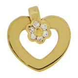 Small Modern Design Heart Pendant CZ 13mm Yellow Gold 14k [P061-003]