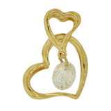 Small Size Double Heart Pendant CZ 10mm Yellow Gold 14k [P061-006]